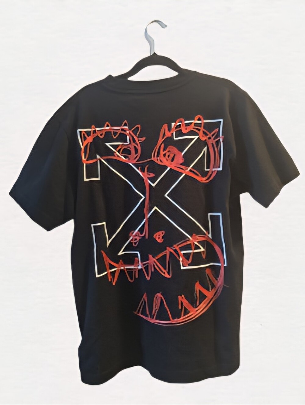 Off-White Black Tee with Monster Embroidery